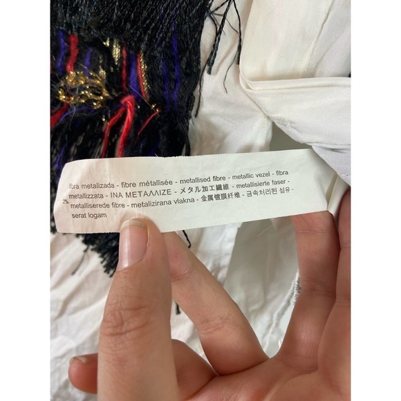 Zara asymmetric western ruffle long sleeve blouse with tassle detail size L - Picture 6 of 8